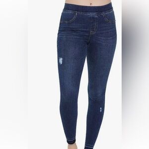 Spank Distressed Denim Jean Leggings in medium wash Sz L